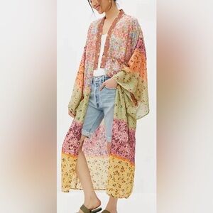 Anthropologie Bl-nk London Sheer Floral Kimono ONE SIZE